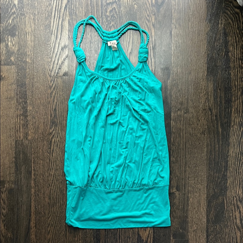 Vintage Y2K Forever 21 XXI Sleeveless Racerback Top Braided Straps Shirt 2000s